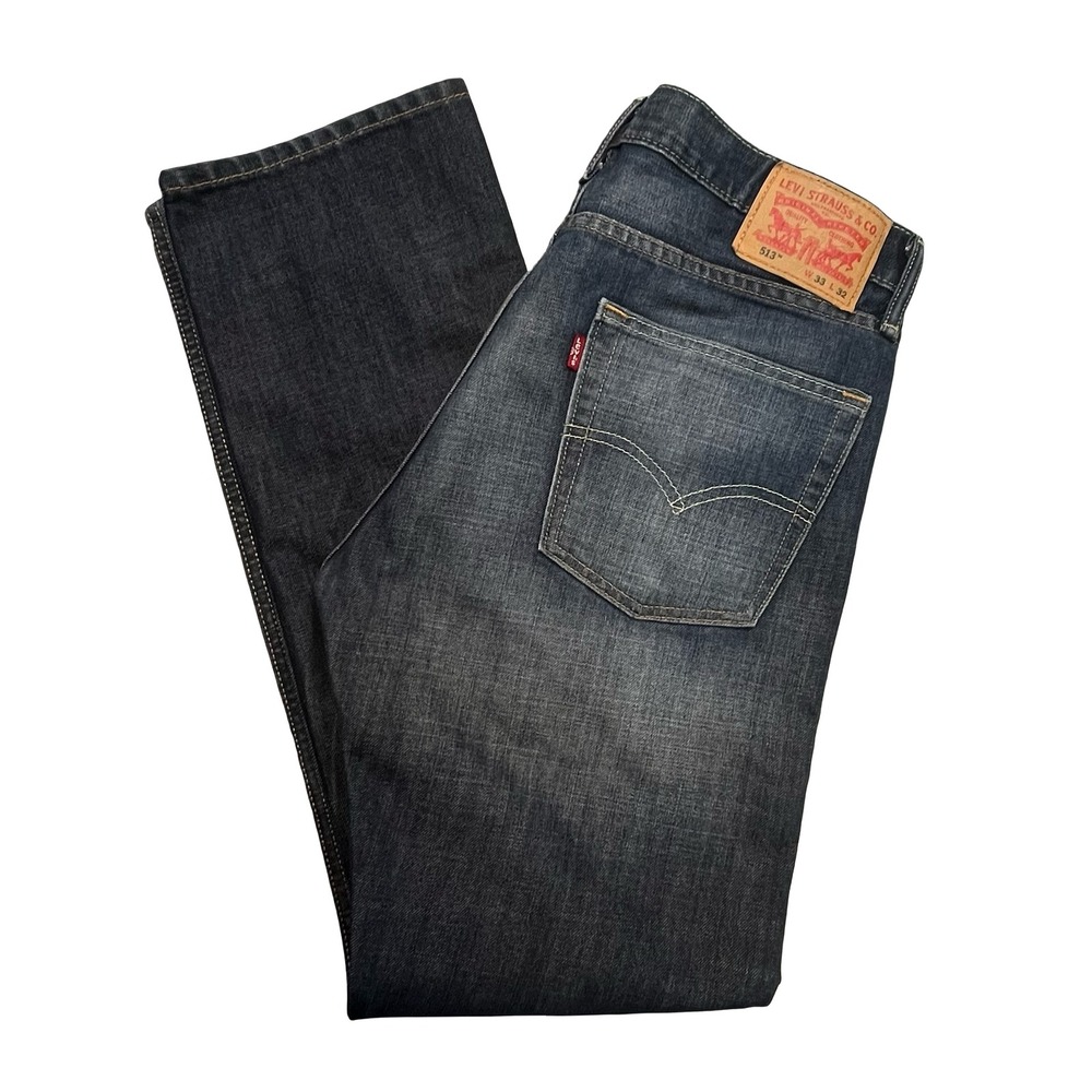 Levi's Mens 513 Slim Straight Jeans Dark Wash Denim Casual Classic 33x32
